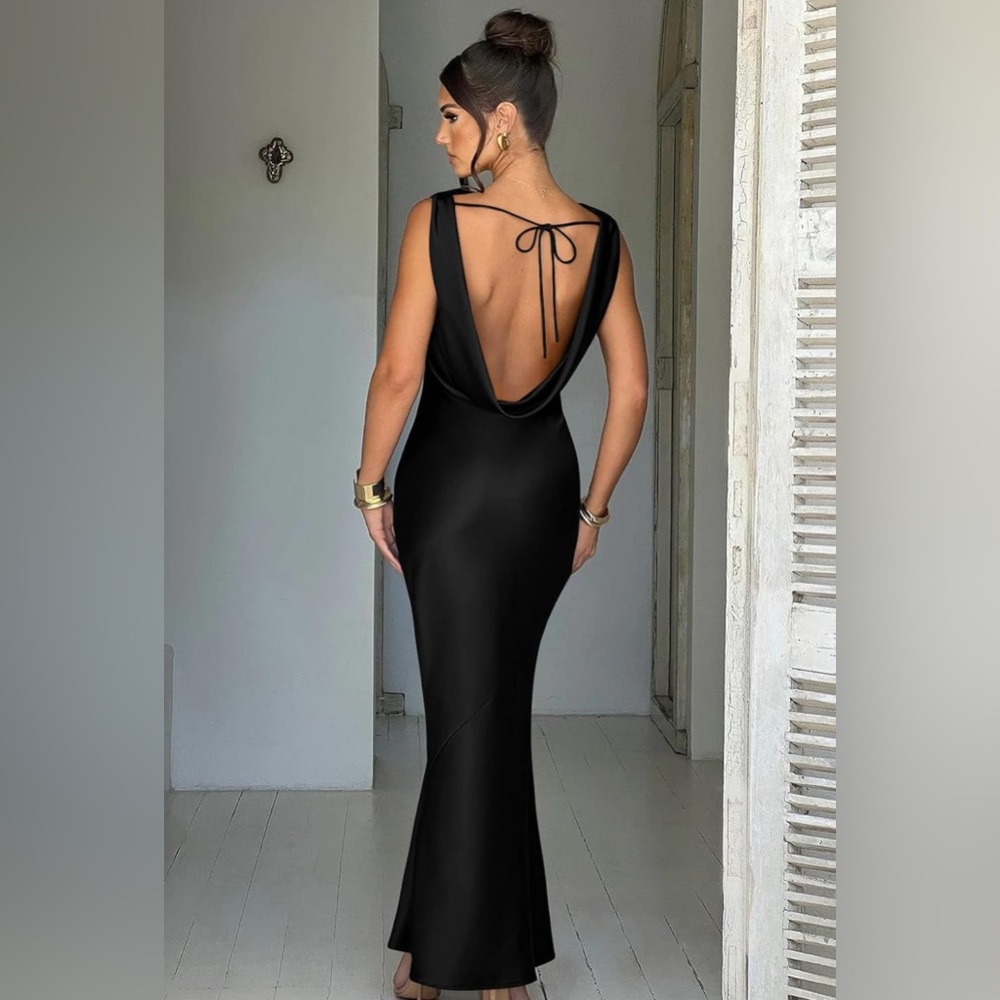 Memoriesea Women's Elegant Sleeveless High Neck Tie Cocktail Wedding Size S - Picture 3 of 4